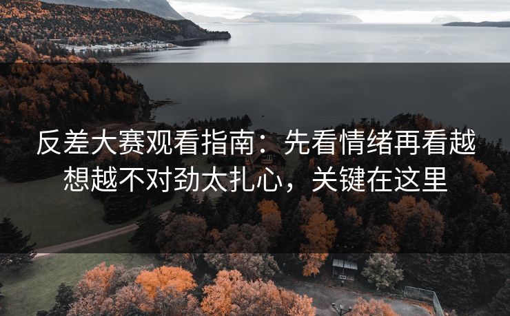 反差大赛观看指南：先看情绪再看越想越不对劲太扎心，关键在这里  第1张